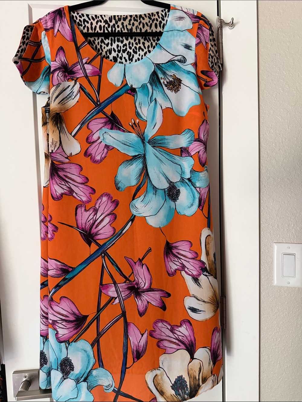 Two dresses! Wear inside-out Floral or animal print  Scoop Neck Dress